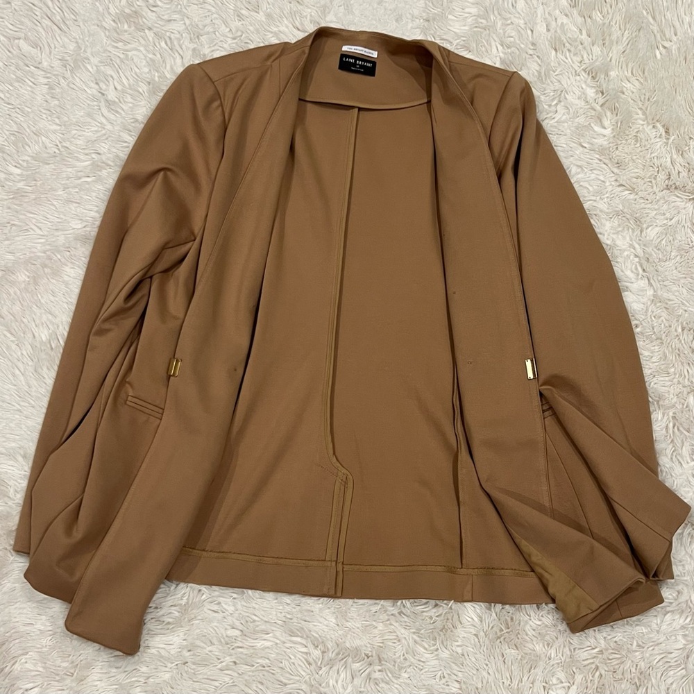 Lane Bryant The Bryant Blazer Camel Plus Size 18 Jacket‎ Gold Button Khaki Tan - Picture 3 of 6